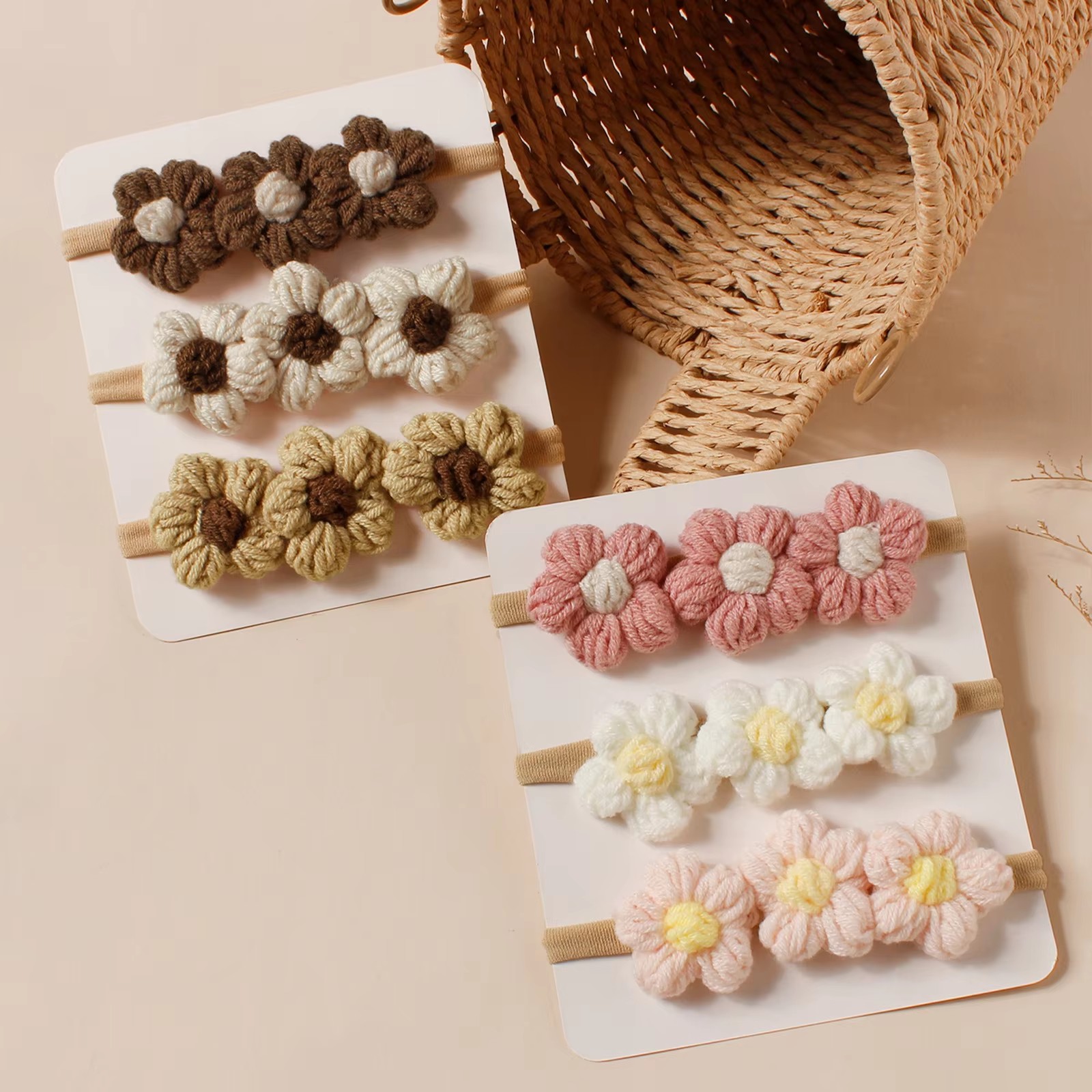 Photography Still Life - 3pcs Wool Flower Baby Headband Super