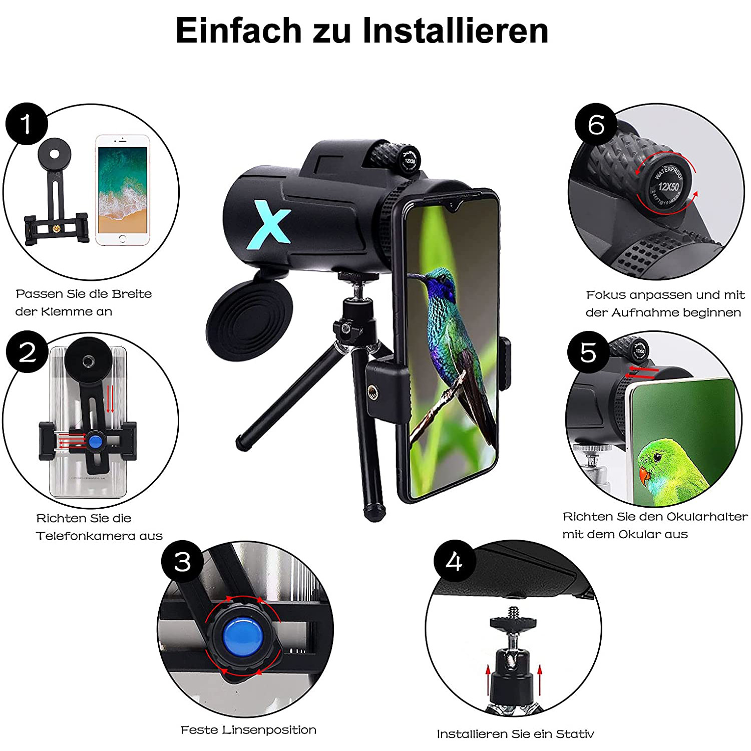 Mini Telescopes 12x50 High Pow - Photography High Angle ulasan dan harga
