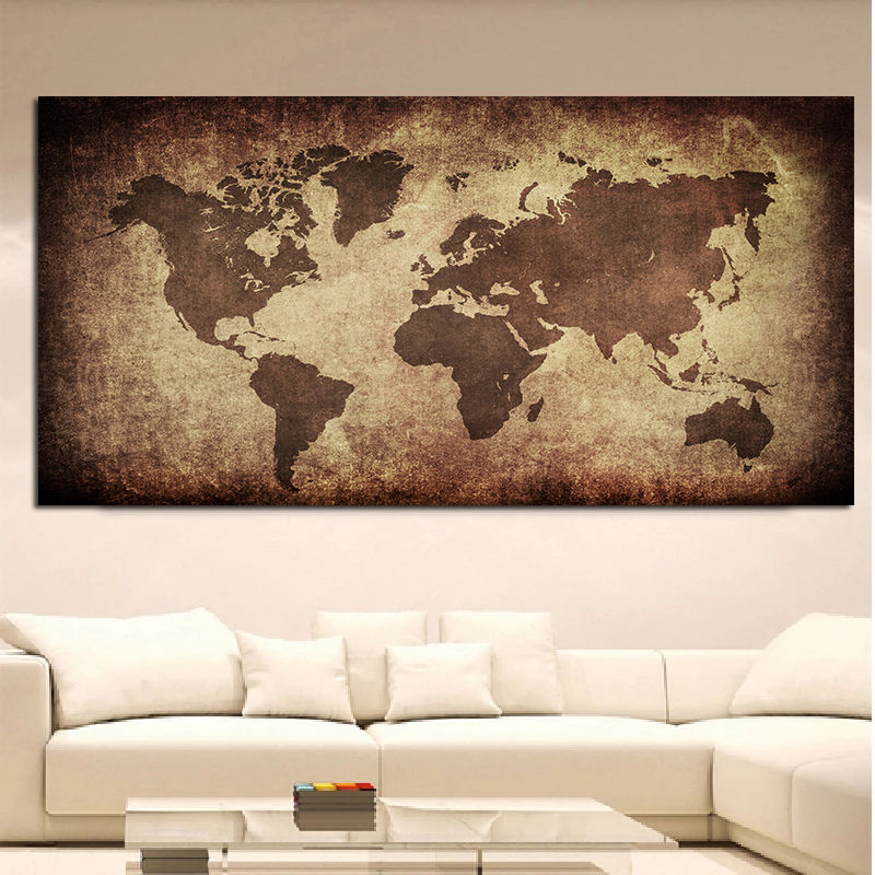 The World Map Retro Canvas Pai - Photography Mapped ulasan dan harga