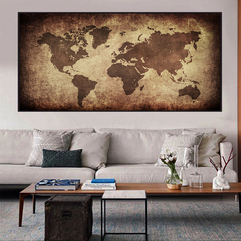 The World Map Retro Canvas Pai - Photography Mapped ulasan dan harga