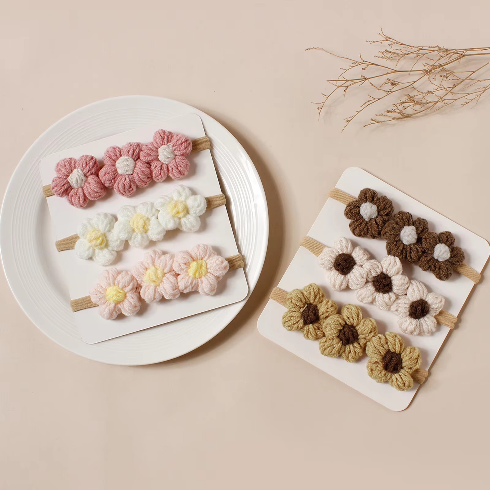 3pcs Wool Flower Baby Headband - Photography Still Life ulasan dan harga